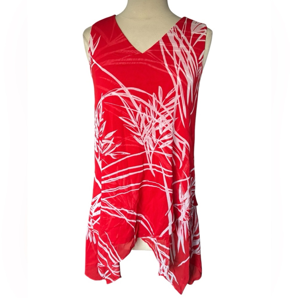 NWT Alfani Red Midnight Plm Cobalt Breeze Asymmetrical Sleeveless Top